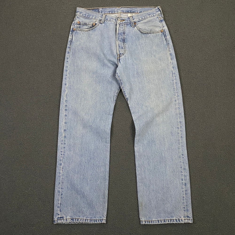 Vintage Y2K Levis 501 Jeans FITS 32x30 Blue Button Fly Classic Denim Red Tab
